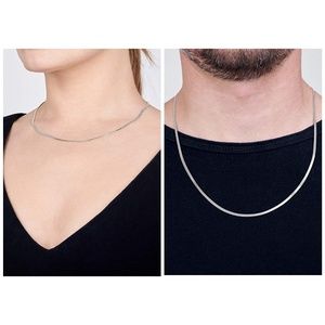 Unisex Sterling Silver fishbone necklace